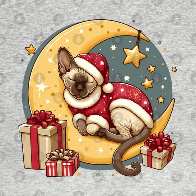 Devon Rex Cat On The Moon Christmas by Graceful Designs